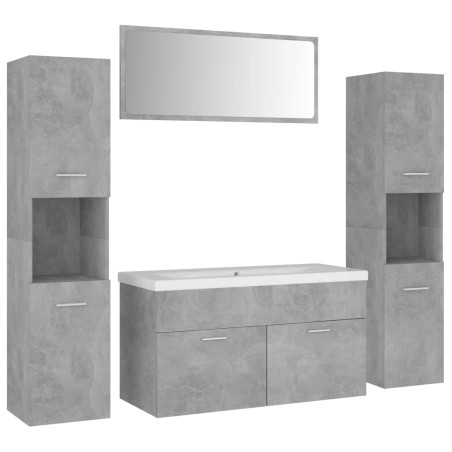vidaXL Juego de muebles de baño madera de ingeniería gris hormigón