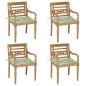 vidaXL Sillas Batavia 4 unidades madera maciza de teca con cojines vidaXL Sillas Batavia 4 unidades madera maciza de teca con cojines