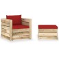 vidaXL Muebles de jardín 2 piezas con cojines madera impregnada verde vidaXL Muebles de jardín 2 piezas con cojines madera impregnada verde