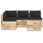 vidaXL Muebles de jardín 5 piezas con cojines madera impregnada verde vidaXL Muebles de jardín 5 piezas con cojines madera impregnada verde