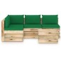 vidaXL Muebles de jardín 5 piezas con cojines madera impregnada verde vidaXL Muebles de jardín 5 piezas con cojines madera impregnada verde