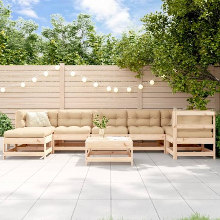 vidaXL Juego de muebles de jardín 8 piezas madera maciza de pino