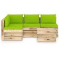 vidaXL Muebles de jardín 5 piezas con cojines madera impregnada verde vidaXL Muebles de jardín 5 piezas con cojines madera impregnada verde