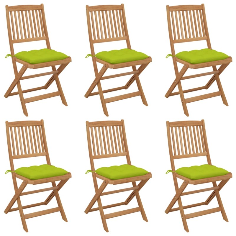 vidaXL Sillas de jardín plegables 6 uds y cojines madera maciza acacia vidaXL Sillas de jardín plegables 6 uds y cojines madera maciza acacia