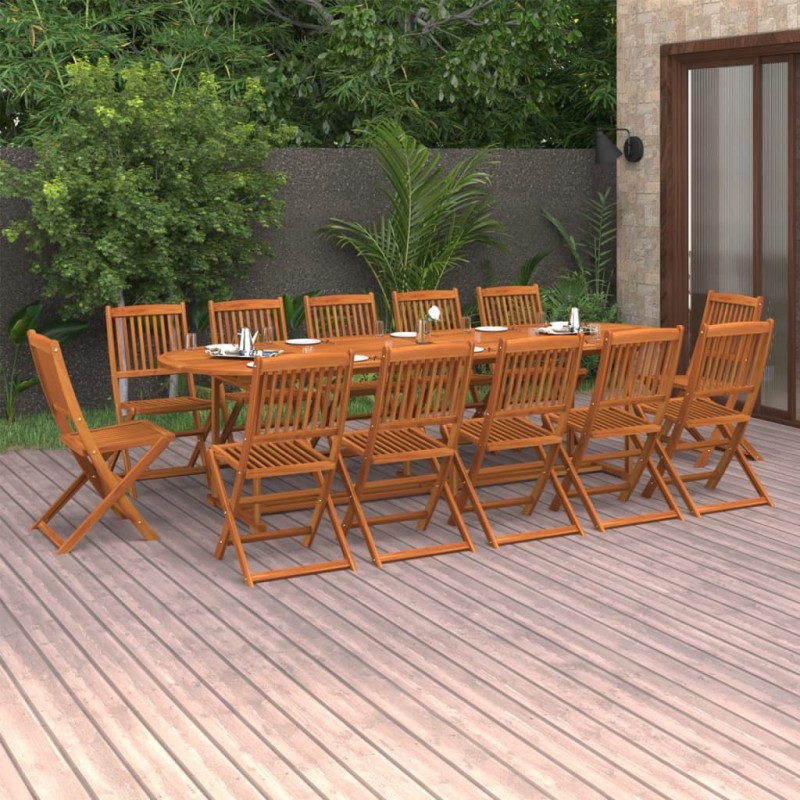 vidaXL Set de comedor de jardín 13 piezas madera maciza de acacia vidaXL Set de comedor de jardín 13 piezas madera maciza de acacia