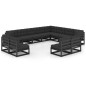 vidaXL Set de muebles de jardín 12 pzas con cojines madera pino negro