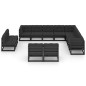 vidaXL Set de muebles de jardín 12 pzas con cojines madera pino negro
