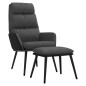 vidaXL Sillón de relax con taburete tela y piel sintética gris oscuro vidaXL Sillón de relax con taburete tela y piel sintética gris oscuro