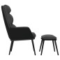 vidaXL Sillón de relax con taburete tela y piel sintética gris oscuro vidaXL Sillón de relax con taburete tela y piel sintética gris oscuro