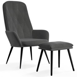vidaXL Sillón de relax con taburete terciopelo gris oscuro