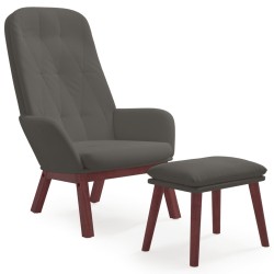 vidaXL Sillón de relax con taburete terciopelo gris oscuro