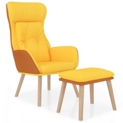 vidaXL Sillón relax y taburete tela y cuero sintético amarillo mostaza