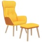 vidaXL Sillón relax y taburete tela y cuero sintético amarillo mostaza vidaXL Sillón relax y taburete tela y cuero sintético amarillo mostaza