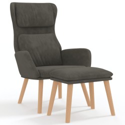 vidaXL Sillón de relax con taburete terciopelo gris oscuro