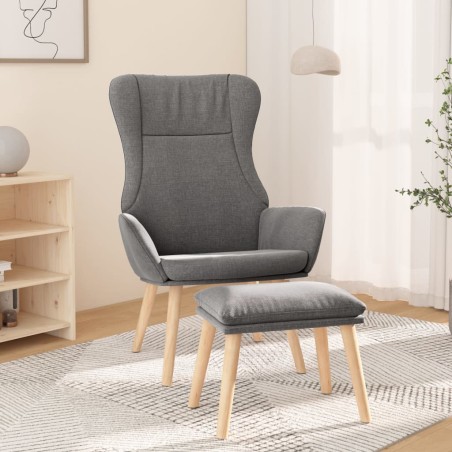 vidaXL Sillón de relax con taburete tela gris claro