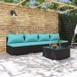 vidaXL Set de sofás de jardín 5 piezas y cojines ratán sintético negro vidaXL Set de sofás de jardín 5 piezas y cojines ratán sintético negro