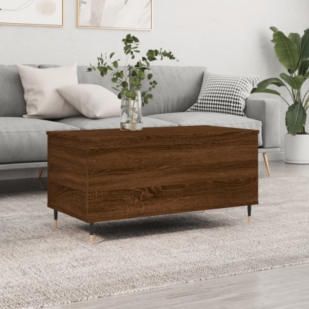 vidaXL Mesa de centro madera contrachapada roble marrón 90x44,5x45 cm