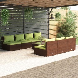 vidaXL Set sofás de jardín 8 piezas y cojines ratán sintético marrón