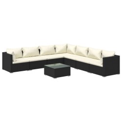 vidaXL Set de muebles de jardín 8 pzas y cojines ratán sintético negro
