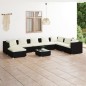 vidaXL Set de muebles de jardín 9 pzas y cojines ratán sintético negro vidaXL Set de muebles de jardín 9 pzas y cojines ratán sintético negro