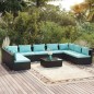 vidaXL Set de muebles de jardín 10 pzas cojines ratán sintético negro vidaXL Set de muebles de jardín 10 pzas cojines ratán sintético negro