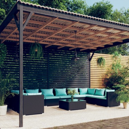 vidaXL Set de muebles de jardín 11 pzas cojines ratán sintético negro