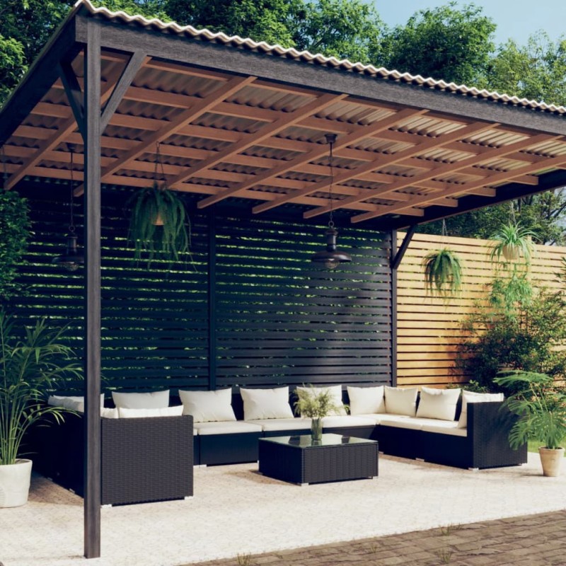 vidaXL Set de muebles de jardín 11 pzas cojines ratán sintético negro vidaXL Set de muebles de jardín 11 pzas cojines ratán sintético negro