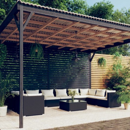 vidaXL Set de muebles de jardín 11 pzas cojines ratán sintético negro