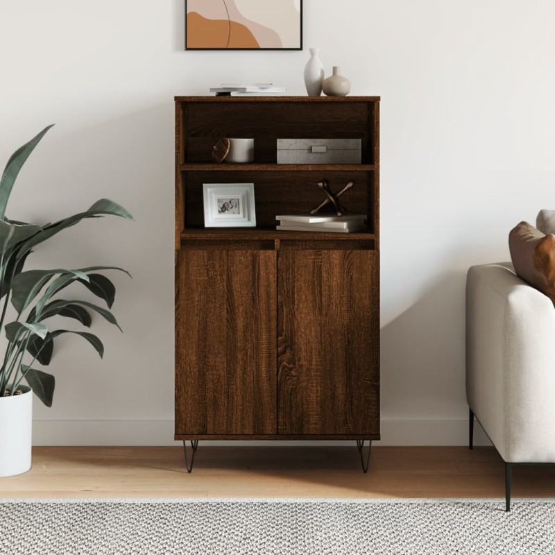 vidaXL Aparador alto madera contrachapada marrón roble 60x36x110 cm vidaXL Aparador alto madera contrachapada marrón roble 60x36x110 cm
