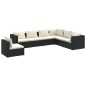 vidaXL Set de muebles de jardín 7 pzas y cojines ratán sintético negro vidaXL Set de muebles de jardín 7 pzas y cojines ratán sintético negro