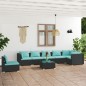 vidaXL Set de muebles de jardín 8 pzas y cojines ratán sintético negro vidaXL Set de muebles de jardín 8 pzas y cojines ratán sintético negro
