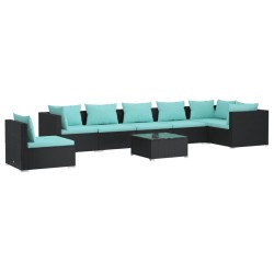 vidaXL Set de muebles de jardín 8 pzas y cojines ratán sintético negro