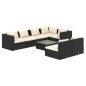 vidaXL Set de muebles de jardín 8 pzas y cojines ratán sintético negro vidaXL Set de muebles de jardín 8 pzas y cojines ratán sintético negro