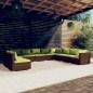 vidaXL Set muebles de jardín 10 pzas y cojines ratán sintético marrón vidaXL Set muebles de jardín 10 pzas y cojines ratán sintético marrón