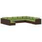vidaXL Set muebles de jardín 10 pzas y cojines ratán sintético marrón vidaXL Set muebles de jardín 10 pzas y cojines ratán sintético marrón