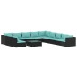 vidaXL Set de sofás de jardín 12 pzas cojines ratán sintético negro