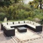 vidaXL Set muebles de jardín 11 pzas y cojines ratán sintético negro vidaXL Set muebles de jardín 11 pzas y cojines ratán sintético negro