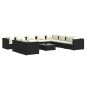 vidaXL Set muebles de jardín 11 pzas y cojines ratán sintético negro vidaXL Set muebles de jardín 11 pzas y cojines ratán sintético negro