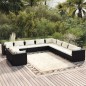 vidaXL Set muebles de jardín 11 pzas y cojines ratán sintético negro vidaXL Set muebles de jardín 11 pzas y cojines ratán sintético negro