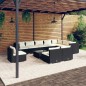vidaXL Set de muebles de jardín 11 pzas cojines ratán sintético negro vidaXL Set de muebles de jardín 11 pzas cojines ratán sintético negro