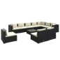 vidaXL Set de muebles de jardín 11 pzas cojines ratán sintético negro vidaXL Set de muebles de jardín 11 pzas cojines ratán sintético negro