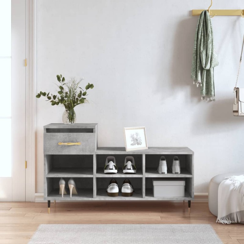 vidaXL Mueble zapatero madera contrachapada gris hormigón 102x36x60 cm vidaXL Mueble zapatero madera contrachapada gris hormigón 102x36x60 cm