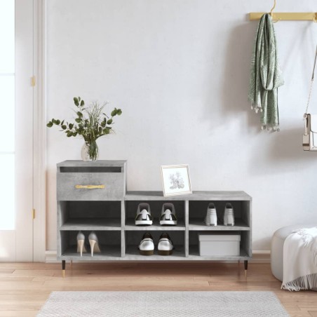 vidaXL Mueble zapatero madera contrachapada gris hormigón 102x36x60 cm