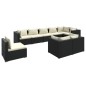vidaXL Set de muebles de jardín 9 pzas y cojines ratán sintético negro vidaXL Set de muebles de jardín 9 pzas y cojines ratán sintético negro