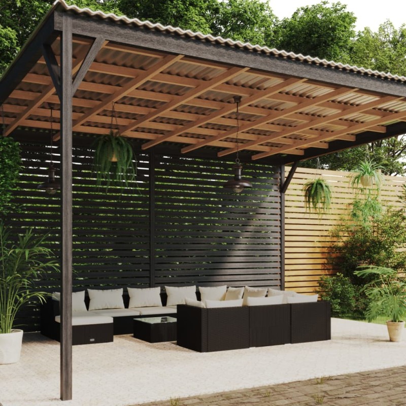 vidaXL Set de muebles de jardín 12 pzas cojines ratán sintético negro vidaXL Set de muebles de jardín 12 pzas cojines ratán sintético negro