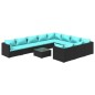 vidaXL Set de muebles de jardín 11 pzas cojines ratán sintético negro vidaXL Set de muebles de jardín 11 pzas cojines ratán sintético negro