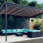 vidaXL Set de muebles de jardín 11 pzas cojines ratán sintético negro vidaXL Set de muebles de jardín 11 pzas cojines ratán sintético negro