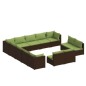 vidaXL Set muebles de jardín 13 piezas cojines ratán sintético marrón