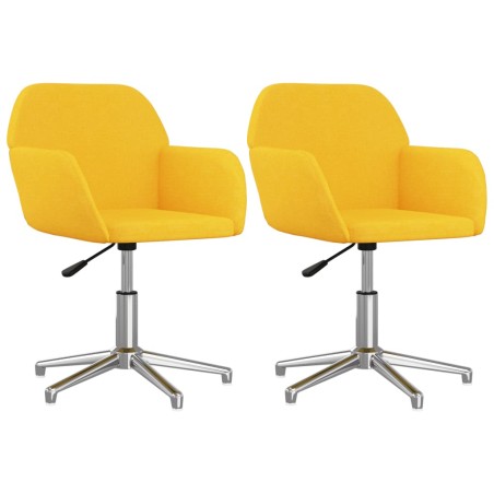 vidaXL Sillas de comedor giratorias 2 unidades tela amarillo mostaza