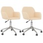 vidaXL Sillas de comedor giratorias 2 unidades tela color crema vidaXL Sillas de comedor giratorias 2 unidades tela color crema